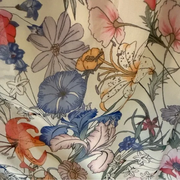 NWT Sunfere Floral Cut Out Maxi Dress Size Medium Lace Up Back Ruffles Flowy - Picture 12 of 14